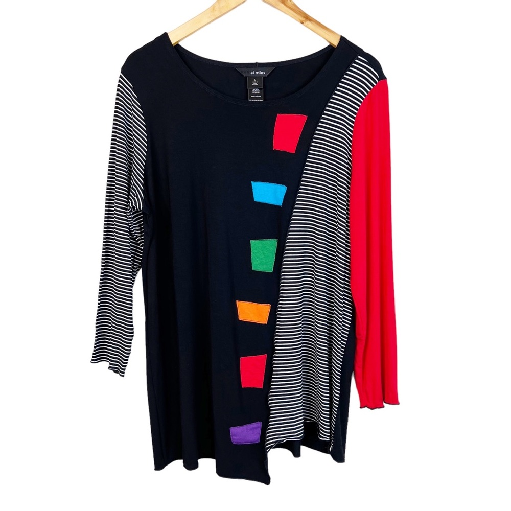 Ali Miles Abstract Art to Wear Jersey Blouse Size Large